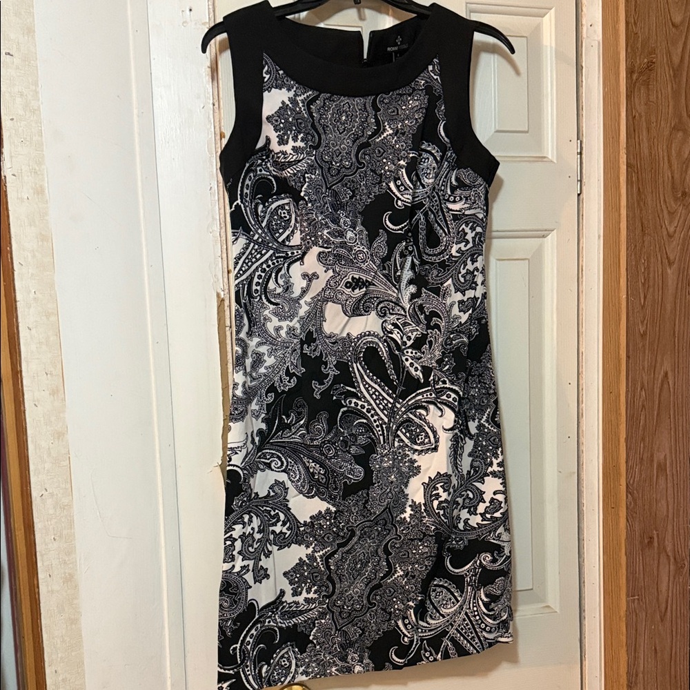 Ronni Nicole Black and White Paisley Mini Dress